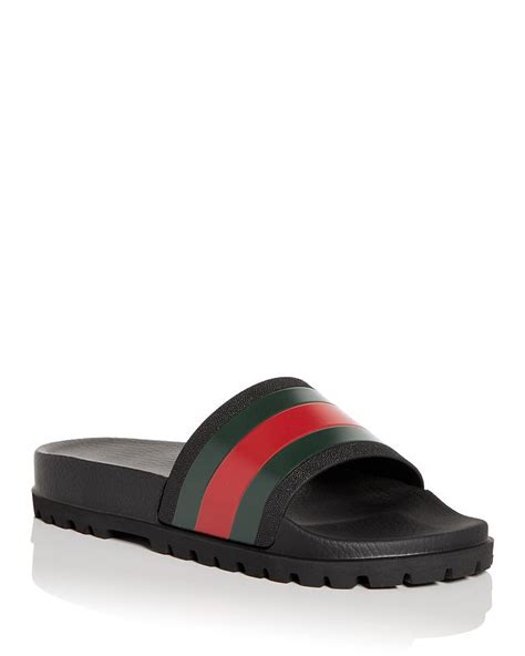 gucci 3 stripe slides|Gucci sandals for men.